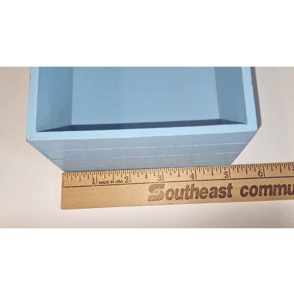 Vintage FTDA Blue Wood Goose Crate Planter Country Decor Storage Box 1980s - Picture 9 of 10